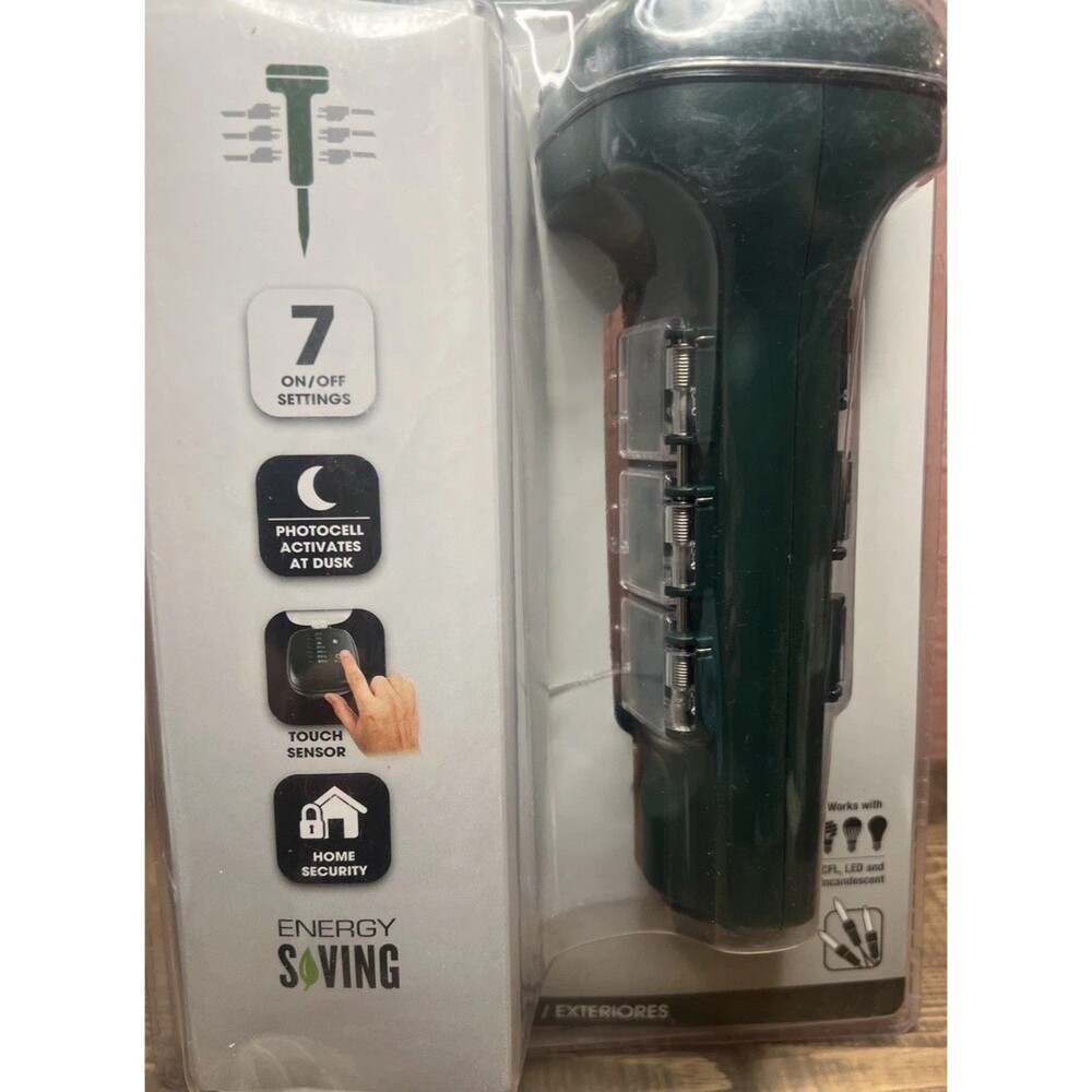 Prime Outdoor Countdown Timer With Touch Sensor and Ground Stake 6 Outlet New - Picture 6 of 7